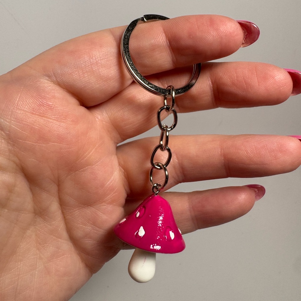 Mushroom Resin Bag Charm (Comes in Multiple Colors) Boho Fairy Garden Keychain - Picture 3 of 6